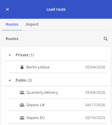 Save and load routes