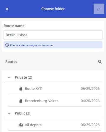Save and load routes